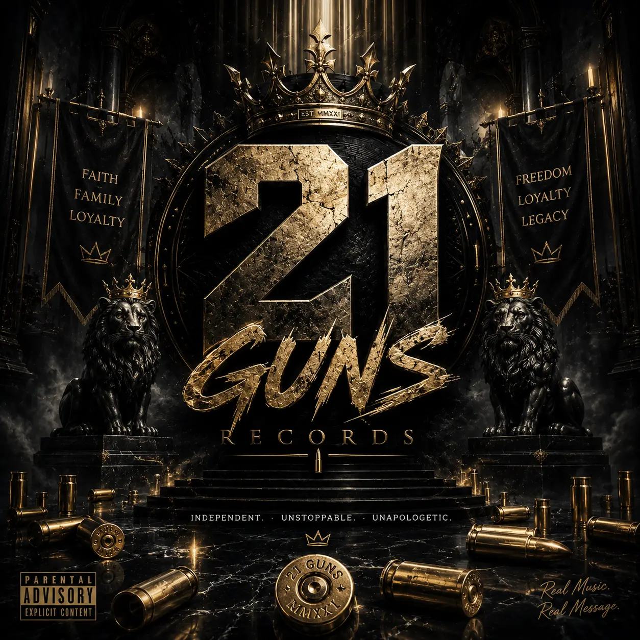 Twenty One Guns Records royal gold emblem